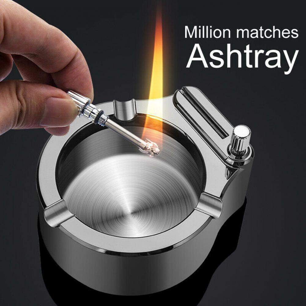 Large Cigarette Ashtray With Permanent Match Lighter